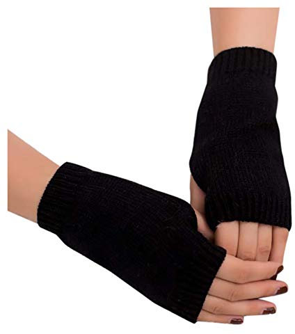 Fulidngzg Handschuhe Damen Fingerlos Thermo Schwarz Winterhandschuhe Wolle Touchscreen Handstulpen Pulswärmer Teenager Mädchen Warm Ohne Finger Armstulpen Fingerlose