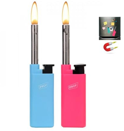 Prof Encendedor de Cocina con Imanes para la Nevera: Práctico, Ligero y Fácil de Usar - Ideal para Velas, Cocina, Barbacoas y Más (2, Aleatorio x2)