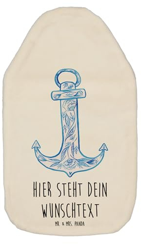 Mr. & Mrs. Panda Wärmflasche personalisiert Anker Blau - Weiß