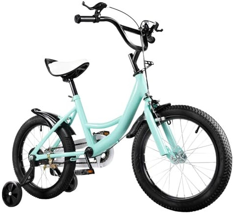Garbenat Kinderfahrrad 16 Zoll Jungen & Mädchen Fahrrad Kinder Upgraded Kinder Fahrrad für ab 5-8 Jahre Höhenverstellbar Kinderfahrrad mit Stützrädern Doppelbremsen, Schutzbleche (Grün)