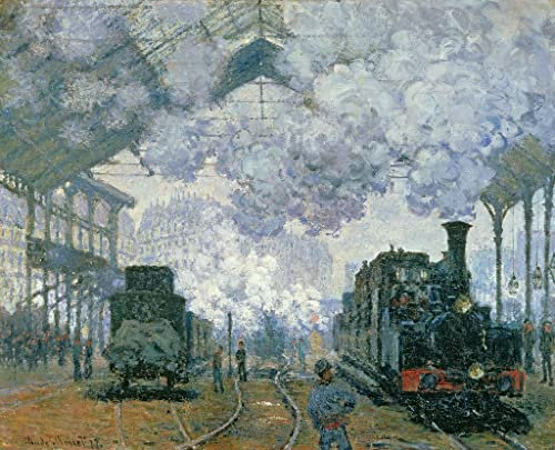 IPLUPJDY Leinwand Poster Wandbilder GemäLde Kunst Bilder Kunstdruck Leinwand Der gare saint lazare ankunft Eines Zuges von claude monet Leinwand Wandkunst poster für Wanddekoration 60x90cm