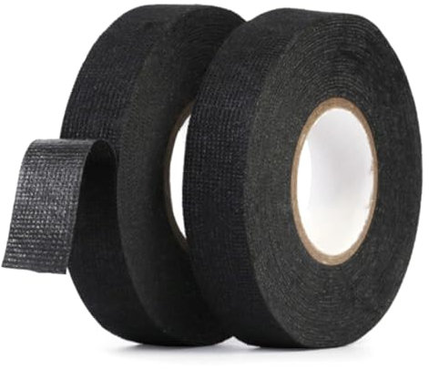 EIHI 2 Pezzi Nastro Adesivo Nastro Isolante Nero per Auto,19mm x 15m,Nastro Isolante,Nastro Tessile Autoadesivo,Nastro Elettrico per Cablaggi in Temperatura,Nastro per Auto e Cablaggi,Elettricisti