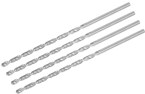 sourcing map 4.5mm Twist Drill Bits, High-Speed Steel Straight Shank Extra Long Drill Bit 160mm Length for Wood Plastic Aluminum, 4pcs