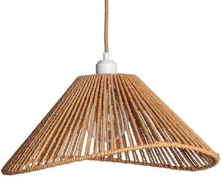LEDKIA Lámpara Colgante Papel Trenzado Mikah Ø450 Marrón | Diseño Moderno y Funcional | Diámetro Ø45 cm | Ideal para Salón; Dormitorio | Fácil Instalación | Luz Suave