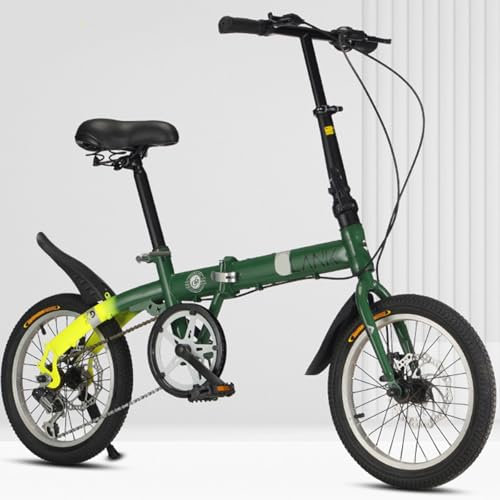 Klapprad 16 Zoll Singlespeed Variable Geschwindigkeit Vorne und Hinten Doppelscheibenbremsen Aluminiumlegierung Verdickte Felgen A1,16 inch