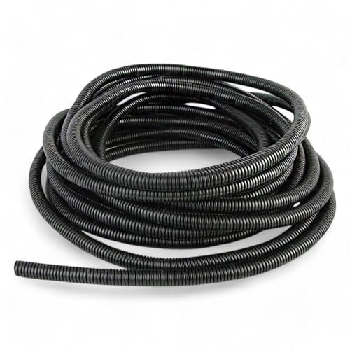 Non-Split Conduit Black Flexible Plastic Cable Tidy Solution Tube Trunking (6.5mm ID - 1m)