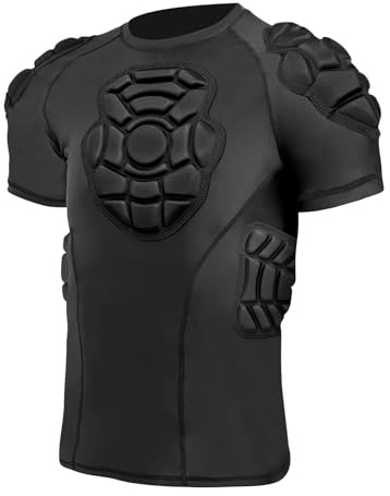 Topeter Youth Padded Goalie Shirt, Football Shields for Boys & Girls, Softball, Rugby, Hockey, Lacrosse Chest & Rib Protector Undershirt YXL