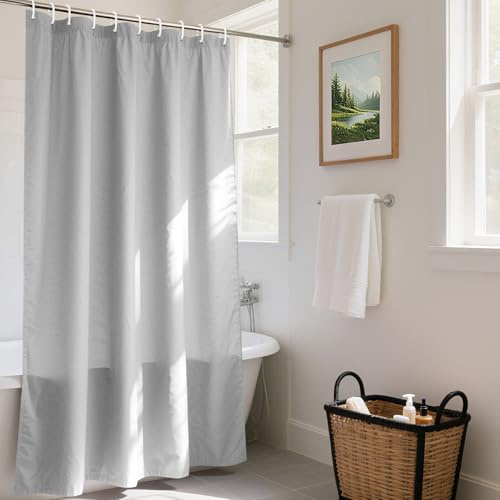 REDKEY Duschvorhang 240x200 cm mit Gewicht Unten, Anti-schimmel Badvorhang, Waschbar Schnelltrocknend Wasserabweisend PVC Textil, Antibakteriell Badewanne Vorhang mit 16 Haken für Bad Dusche, Grau