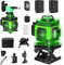 Nivel Laser Autonivelante 4 x 360°, 4D 16 Líneas Nivel Láser Autonivelante 360 Grados Horizontal y Vertical, IP54, Laser Autonivelante con Control Remoto y 2 x 2600mAh Baterías