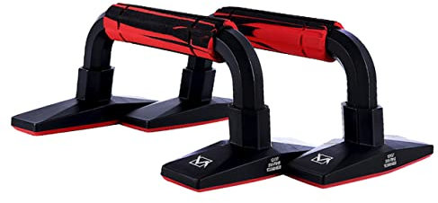 Mikikit Push-up Bars h Shape in Gomma Antiscivolo Con Maniglie Ergonomiche Per Allenamento Casa e Palestra Supporto Sicuro Per Esercizi Muscolari Addominali Petto e Braccia Rosso e Nero