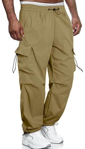 YAOBAOLE Pantalons Cargo Joggers Homme Taille Elastique avec Cordon Leger et Extensible
