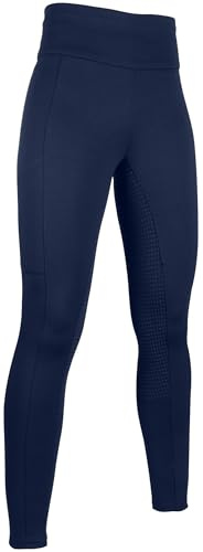 HKM Cosy Style silikon-helskodd Ridleggings för kvinnor, Marinblå, 32/34