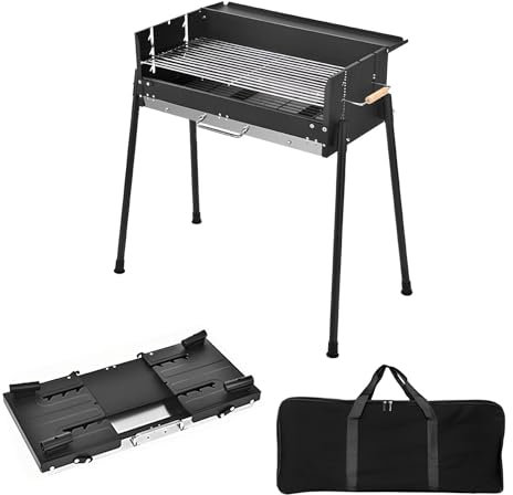 Générique Barbecue à Charbon Portable, Petit Barbecue Pliable, Facile à Transporter, avec Pieds Amovibles et Support à épices, idéal pour Le Camping, Les grillades, Les Pique-niques (avec s