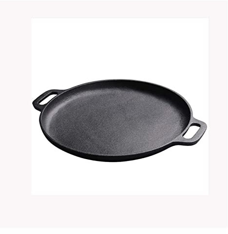 QTYQWC Wok Pfanne Gusseisen Pfannkuchenpfanne Flachboden Banatpfanne Nicht-Schicht-Pfanne verdickte unbeschichtete Gusseisen-Schweineisenpfanne (Größe: Grauer Wolf) Sicht