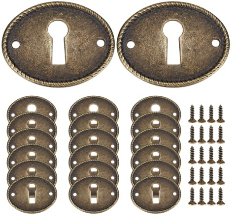 PH PandaHall 20 copriforo di serratura ovale, copriocchiello, decorativo, per porte vintage, rosette di serratura in bronzo antico con 40 viti per hardware mobili, cassetto, ufficio, decorazione