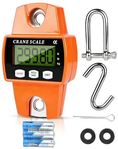 Balance numérique suspendue 300 kg - Balance de grue précise - Balance à poisson électronique à suspendre - 50 g - Balance de gibier portable - Écran LCD N/lbs/kg - Pour entrepôt, atelier, chasse