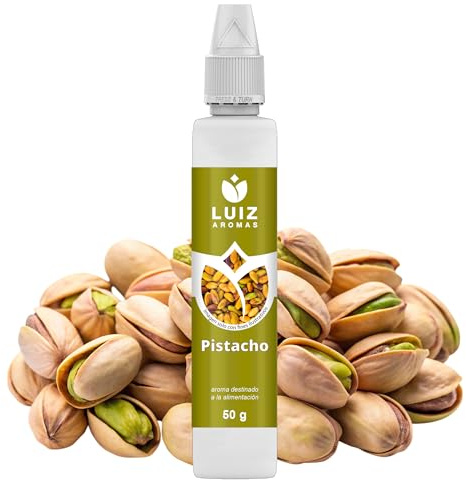 LUIZ AROMAS | Aroma Pistacho - Aroma Alimentario en Gotas para dulces de Hornear, Pasteles, Bizcochos y Tartas | Producto Vegano sin Calorías y sin Azucar | Producto 100% Italiano (50g)