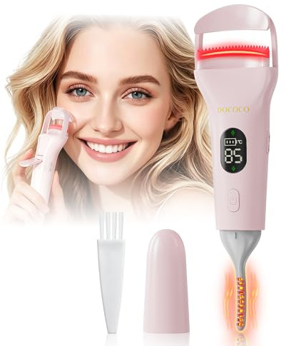 2-IN-1 Wimpernzange Beheizbar Dual Head mit 5 Temperaturstufen 45-85°C, 8s Schnellheizung & 24h Halt, Wimpern Curler Wiederaufladbar für alle Wimpern für Hause Reisen