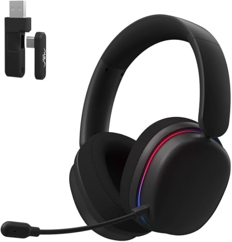 TZMRIT Aula G7 Pro Wireless Gaming Headset mit 7.1 Surround Sound, 40mm Treiber, BT5.3 Gaming Headsets mit Mikrofon, RGB, 10ms Latenz, 65H Akku, PC Gaming Headset