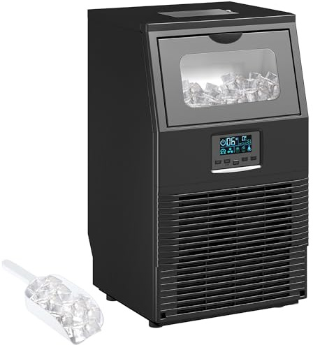 HOMCOM Macchina per cubetti di ghiaccio commerciale 30 kg/24H Gelatiera con 4 kg di memoria, macchina per cubetti di ghiaccio autopulente, timer per ristorante, bar, caffetteria