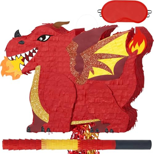 WERNNSAI Roter Drache Pinata – Fantasy Geburtstag Deko für Party Zubehör