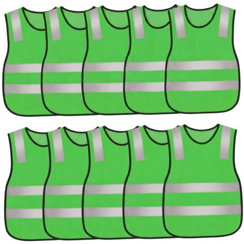 Chaleco de seguridad Chaleco de seguridad para niños de punto transpirable de 10 piezas, verde, talla única