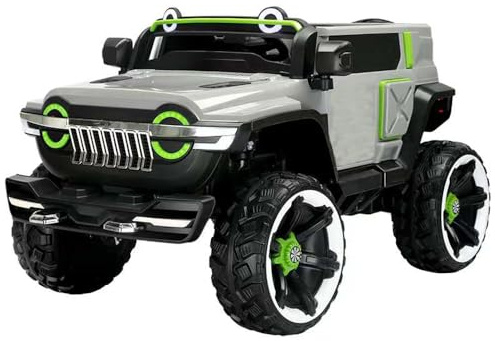 AUTO ELETTRICA PER BAMBINI MACCHINA JEEP 2 POSTI 4WD 12V CON TELECOMANDO USB MP3 (Grigio)…