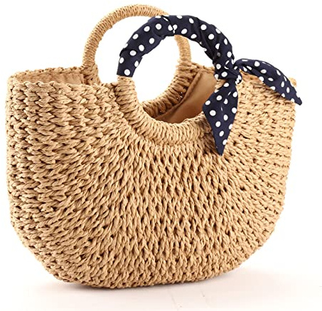 YXILEE Summer Beach bag,Handmade Large Straw Tote Bag Womens Handbag