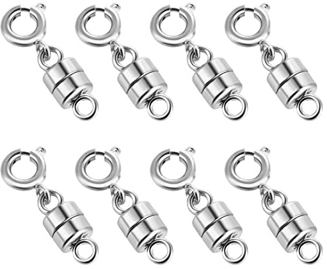 8 Stück Magnet Schmuck Verschlüsse, Magnetverschluss Magnetische Karabinerverschluss Kettenverschluss Schmuckverschluss Ketten für DIY Halskette Armband Machen Ketten (Silber)