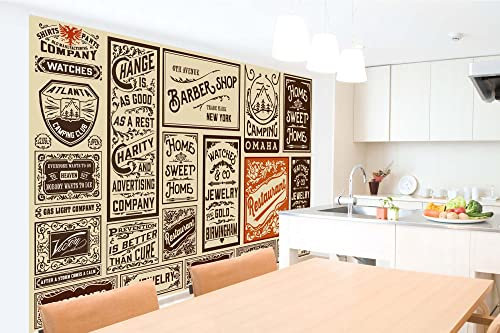 Vlies Fototapete ALTE ETIKETTEN 375 x 250 cm (inkl. Kleister) - Vlies Tapete, Wandtapete, Wandbilder - Tapete für Wohnzimmer Schlafzimmer, Büro, Küche - Montagefertig