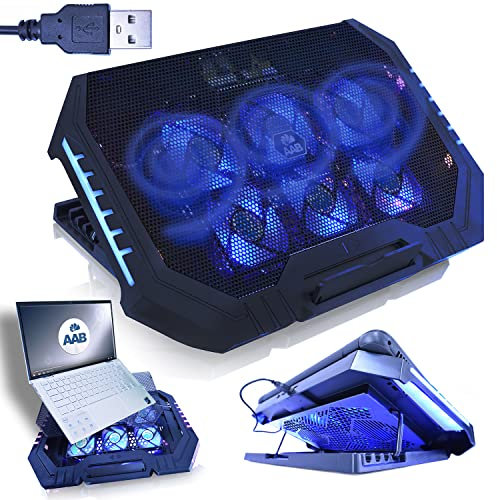 AABCOOLING Scutum - 17 Inch Laptop Cooler with 6 Fans, Adjustable Tilt and Blue Backlight, Notebook Cooler, Gaming Laptop Cooling Pad, Laptop Stand, Multicolour-illuminated RGB