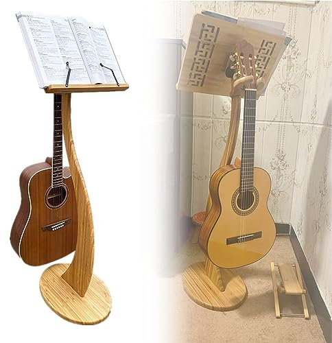 WORDFUN Notenständer Aus Bambus, Stabil Orchesterpult Ständer, Notenbuchständer, Notenpult Gitarre Geeignet, Tischbuchständer, Notenpult Für Violine Gitarre Notenbuch, Bambus Holz Buchständer