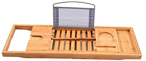 QANYEGN Badewannen-Halter aus Holz, Badewannen-Tablett, Wasserdichter Badewannen-Tablett-Tisch Für Wein, Buch, Telefon