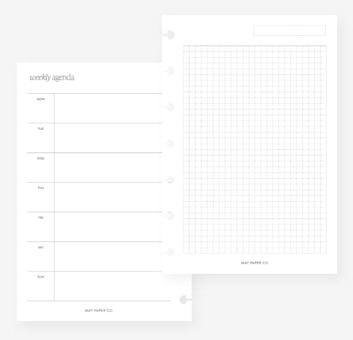 Mini Happy Planner undatierter Wochenplaner Nr. 04 mit Rasterplaner, Einlage, Agenda-Nachfüllung für 7-Discs-Notizbuch, 4,6 x 7 cm