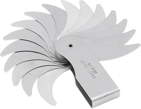 Galgas de Espesores, Medidor de radio de acero inoxidable de 16 hojas, calibre R de metal for comprobar el paso de rosca, fácil de usar, alta dureza