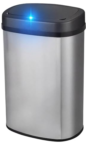 Bayt Poubelle de Cuisine 60 Litres Argent avec Couvercle à Ouverture Automatique Capteur – Grande Poubelle Tri Sélectif Rectangulaire | Poubelle 60L Anti-Odeur pour Bureau et Salle de Bain