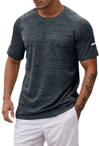 T-shirts de sport pour homme pour le sport et le fitness. Coupe ample, design uni, parfait pour le printemps et l'été, tissu évacuant l'humidité, compagnon idéal pour les shorts., Noir , S
