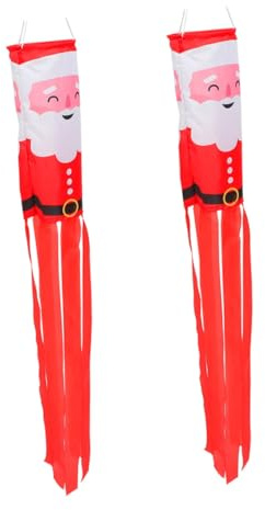 ibasenice Weihnachts Windsack Flagge 2 Stück Wetterfeste Stoff Windfahne mit Kordel Hängende Weihnachtsdeko für Garten und Außenbereich