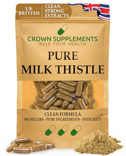 Pure Clean Milk Thistles Capsules | Quality Clean Supplements UK | Crown Supplements (180 Capsules)