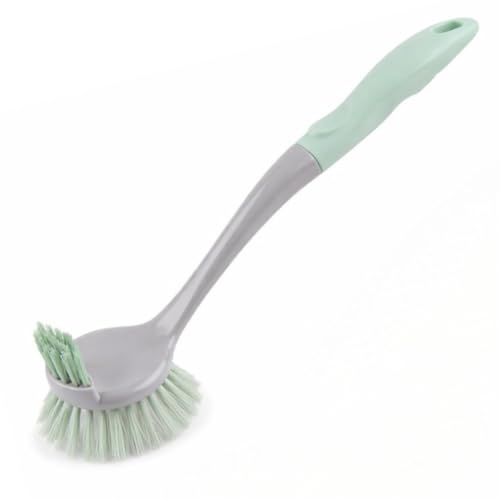 Topolenashop Cepillo de platos de doble cabeza con raspador – Cepillo de cocina con cerdas duras y mango antideslizante para ollas, lavavajillas, sartenes y fregadero, limpieza de esquinas difíciles