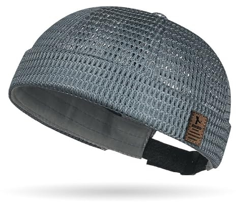 Mesh Sailor Hat for Men,Brimless Hat Summer Beanie Breathable Skullcap Docker Cap