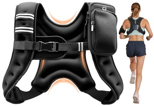 VEVOR Gilet Lesté 2,79 kg/3,68 kg/4,67 kg/5,54 kg/ 7,32 kg/9,22 kg/11,46 kg/13,8 kg, Veste Lestée Respirante, Gilet de Poids pour Marche Course Jogging Randonnée Entraînement Croisé Fitness
