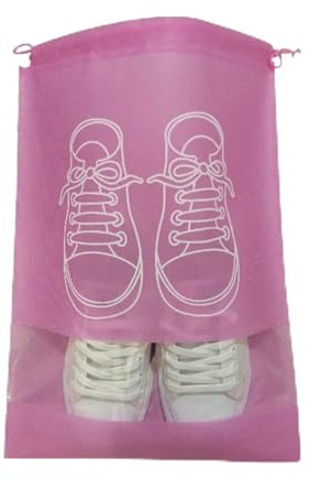 En resväska med skor, 20-pack PE skopåsar Hängande bärbar vattentät flerfärgad flera storlekar(Roze,32x44cm)