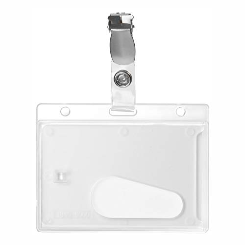 Karteo® Ausweishülle mit Clip | Kartenhalter mit Daumenausschub horizontal | Ausweishalter aus Hartplastik Polycarbonat für Ausweise Dienstausweise