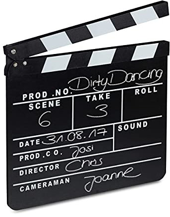 relaxdays, noir Clap de cinéma Hollywood film clapet scène inscription déco HxlxP: 26 x 30 x 30 cm