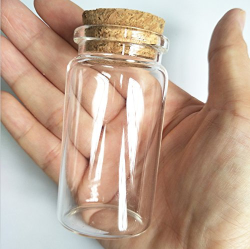 Luo casa 6pcs 50 ml pequeñas botellas de vidrio viales tarros de cristal con tapón de corcho botella de almacenamiento 50 ml 37 X 70 Mm (1,45 x 2.75inch)