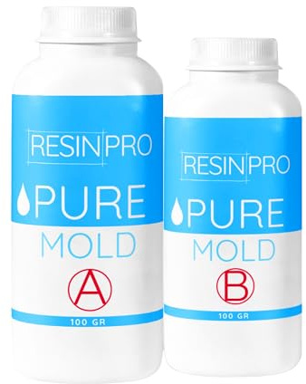 Pure Mold: Goma De Silicona Líquida (200 Gr) Translúcida y Rápida Para Crear Moldes Para Resinas Epoxi De Poliuretano Cera Jabón Yeso Cemento - Dureza 13 Shores - 100% Made in Italy