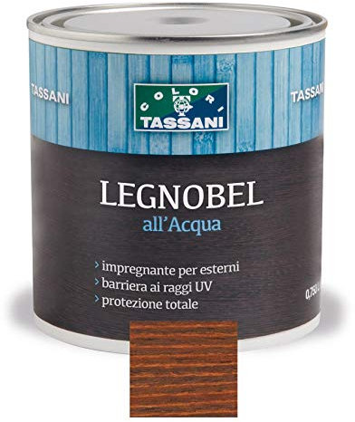 Impregnante per legno ad acqua per esterni ed interni Tassani LEGNOBEL - vari colori - Lt.0,750 (Teak-Castagno)