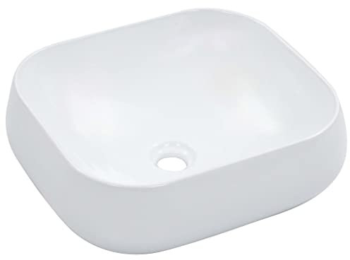 vidaXL Waschbecken Aufsatzwaschbecken Waschtisch Waschplatz Handwaschbecken Waschschale Aufsatzbecken Becken Badezimmer 44,5x39,5x14,5cm Keramik Weiß