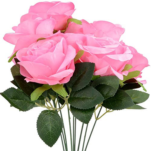 Lmy0624 Fleur Artificielle Fleur 9 Têtes Artificielle Rose Fleurs Bouquet Romantique Rose Rouge Faux Fleurs Fournitures De Fête De Mariage Jardin Décoration 3 Pièces 43cm